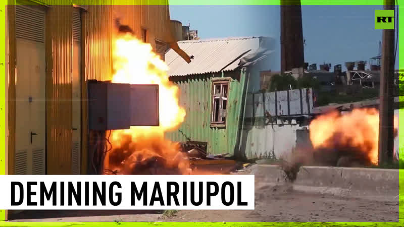 Russian sappers demine azovstal in mariupol