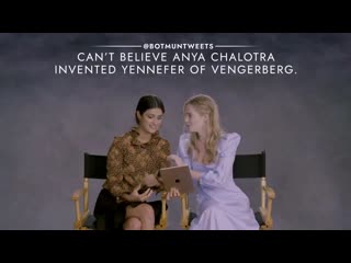 Anya chalotra and freya allan do a dramatic reading of your tweets