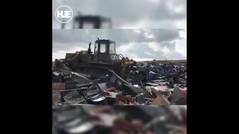 В якутии бульдозер раздавил 4500 игровых автоматов
