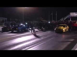 Boostedgt my small block small tire mustang vs richards nitrous big block, on big tires gto at a no prep, don't worry guys, big