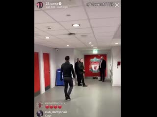 Gary neville and jamie carragher at anfield today