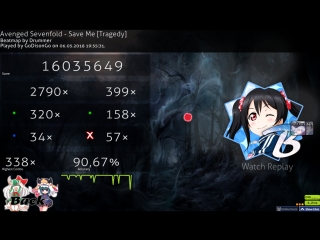 Avenged sevenfold save me [tragedy]+hdhr pass (replay) osu!