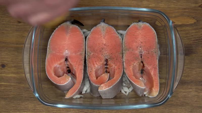 Стейки форели запечённые в слиах