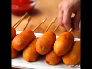 Todays twisted food video these german corn dogs with real beef and cheeses from europe recreated in uk