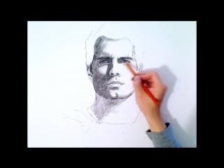 28 man of steel (henry cavill) charcoal portrait time lapse video