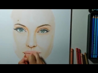 Coloring skin with copic markers and colored pencils (angelina jolie)