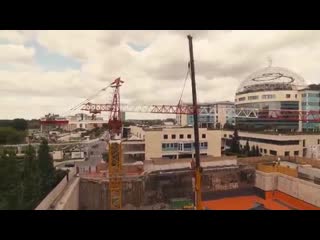 Erection tower cranes potain md 365 & md 265 italian hospital 'san raffaele' in milano city mp4