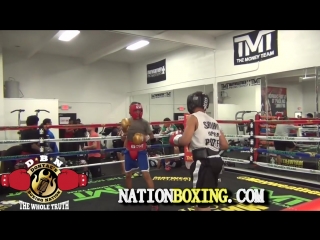 14 year old power puncher training at mayweather boxing club