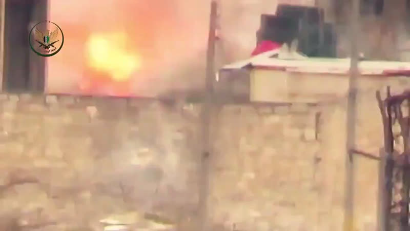 Rebel atgm pays a surprise visit to regime fighters on western aleppo front