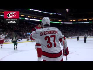 Andrei svechnikov picks up loose puck, then scores against devan dubnyk in overt