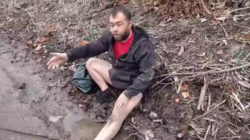 Мужик наступил на мину!!! 18+