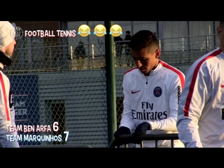 Football tennis with marquinhos, lucas, draxler, ben arfa, krychowiak,