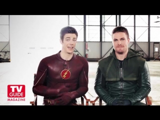 Arrow! the flash! cover shoot with stephen amell and grant gustin!