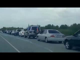 ️колона машин на подходе в хабаровск