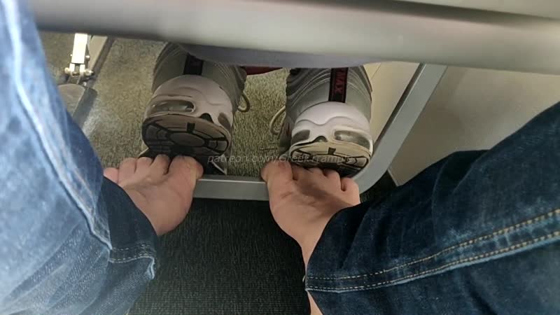 Airplane unknown candid foot trample crush girl with nike airmax