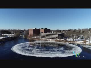 Huge rotating ice disc forms in maine river