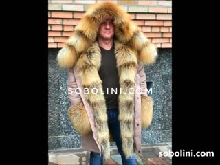 Cool mens parka with gold fox fur, a big fur hood, inside completely with fur! exclusive! individual tailoring!