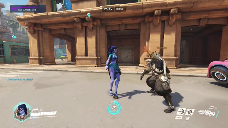 Widowmaker and hanzo being synchronised while doing their dance emote