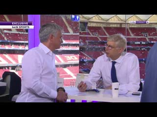 Friends reunited nothing to see here, just jose mourinho arsene wenger chatting like old friends in the same studio! not