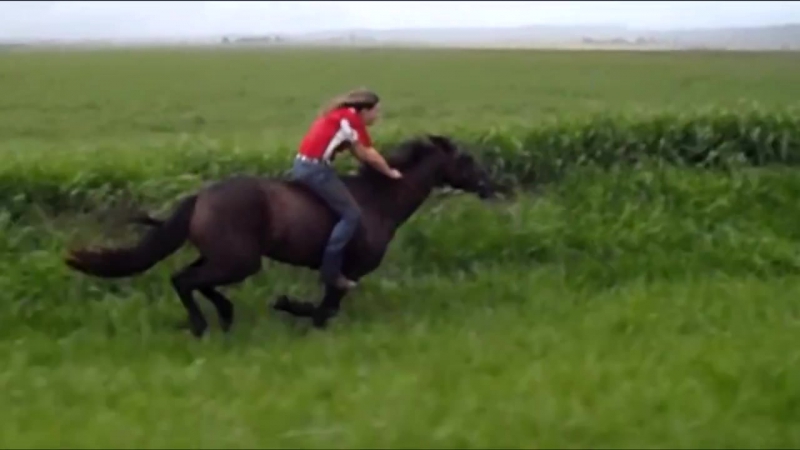500m bareback flatout gallop on horse!