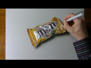 Drawing time lapse׃ a bag of mms hyperrealistic art