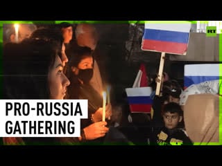Beirut locals gather in solidarity with russia at moscow's embassy