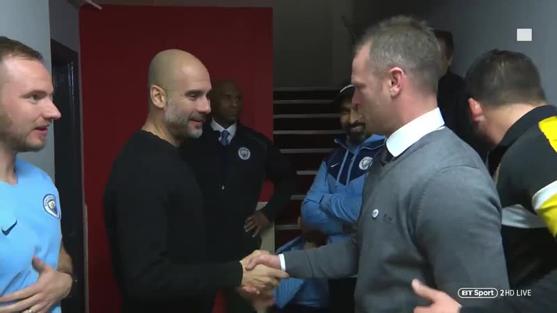 Total respect as newport manager mike flynn meets pep guardiola in the tunnel 👏