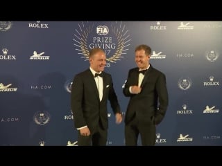 Vettel and bottas arrive at the fia gala