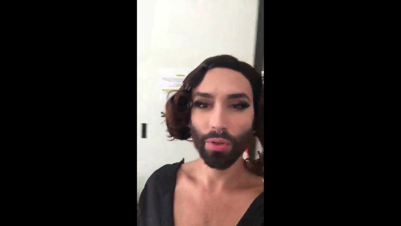 Conchita wurst backstage of photo shoot for life ball 2017