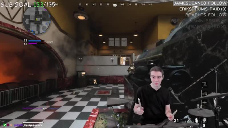 I jumpshot noscoped a guy through the wall on drums lmao