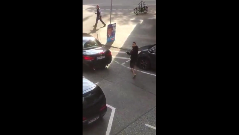 Moslem reisst afd plakate ab