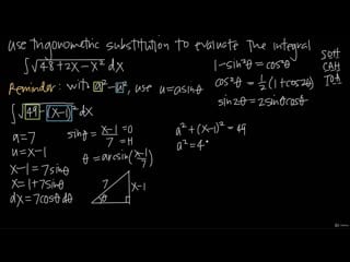 [13 integrals trigonometric substitution] 111 trigonometric substitution with sine, example 2