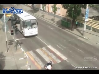 Trolley bus hits a student looking the wrong way