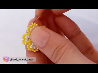 Papatya küpe yapimi boncuk küpe nasil yapilir how to make daisy earrings bead earrings