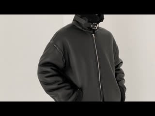 Дублёнка "dazo studio faux leather winter sheepskin coat black"