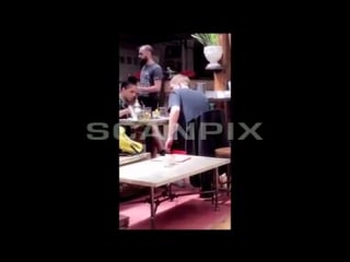 Rob and fka twigs are seen having lunch at cafe mogador in williamsbur