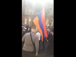 Breaking azerbaijani and armenians clash at a protest in london