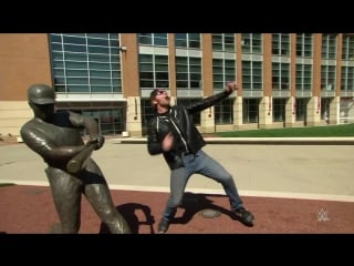 Dean ambrose visits the great american ballpark