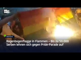 Regenbogenflagge in flammen – bis zu serben lehnen sich gegen pride parade auf