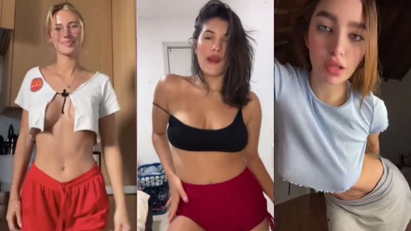 No bra challenge bouncing tits, perfect boobs, boobs teasing, tiktok, braless series 9