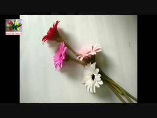 Diy craft tutorial how to make paper flower gerbera lam hoa dong tien bang giay nhun