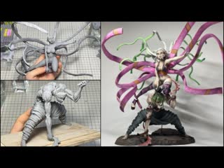 【鬼滅の刃】妓夫太郎堕姫のフィギュアを作ってみた【粘土】how to make a figure of gyutaro＆daki