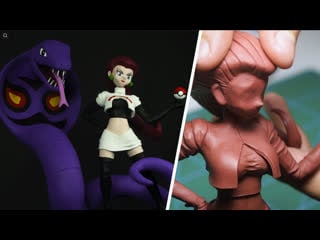 Sculpting jessie and arbok team rocket (pt 1) pokemon clay art