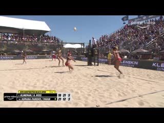 Sarah pavan layout and swing against the a team avp huntington beach open 2019