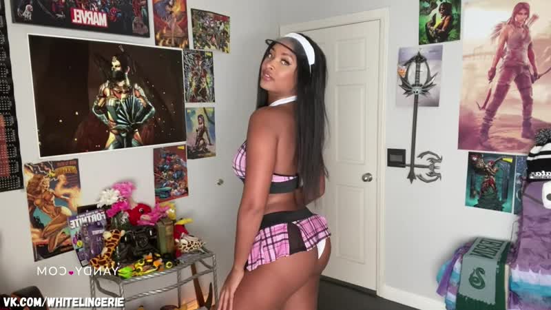 Phoenix skye sexy schoolgirl cheerleader lingerie skirt try on black ebony girl sexy hot ass tits yandy попа секси наряд белье