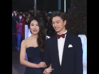 151229 joy (red velvet) & sungjae (btob) fancam red carpet @ mbc entertainment awards