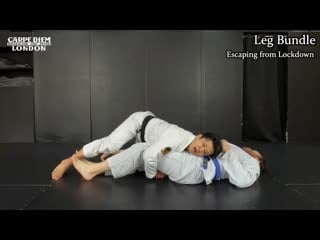 Escaping from lockdown wind shield wiper, shin to shin leg bundling ¦ half guard