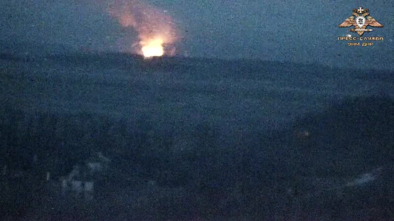 Пожар на позициях 56 бригады вфу