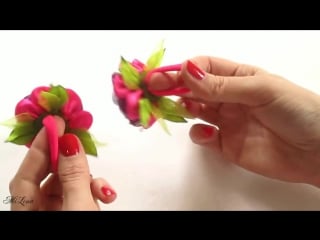 Резинки с цветком канзаши, мк diy scrunchy with kanzashi flower diy flowers rubber band