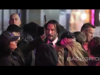 Keanu reeves films intense action scene in the rain for "john wick 3" in new york city, ny